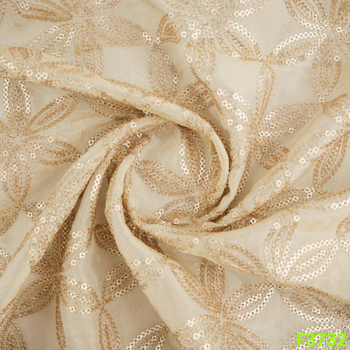 Dyeable Zari Sequins Work Shimmer Tissue Fabric-F3732